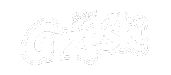 Białe logo marki Grześki